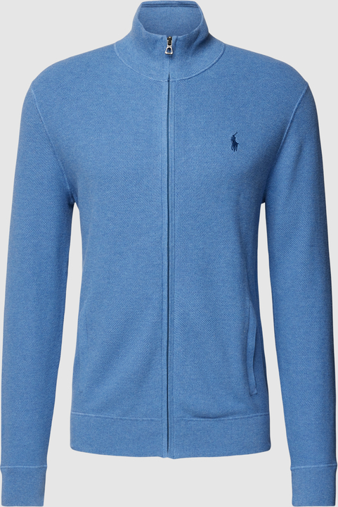 Niebieski sweter POLO RALPH LAUREN w stylu casual z bawełny ze stójką
