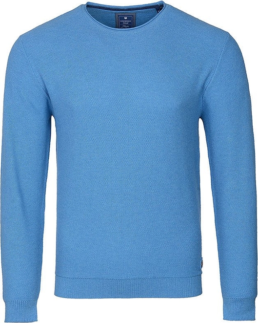 Niebieski sweter Redmond w stylu casual z bawełny z okrągłym dekoltem