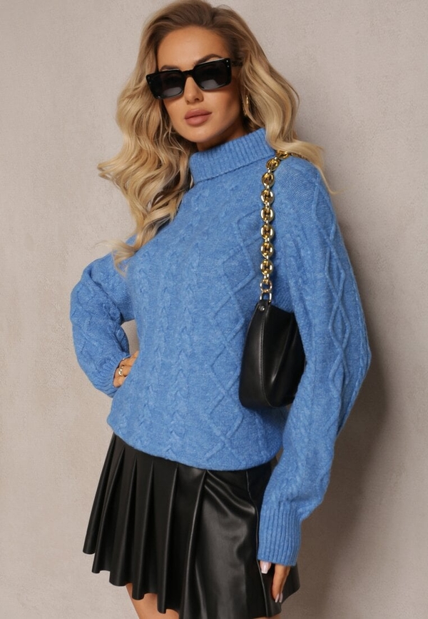 Niebieski sweter Renee z tkaniny