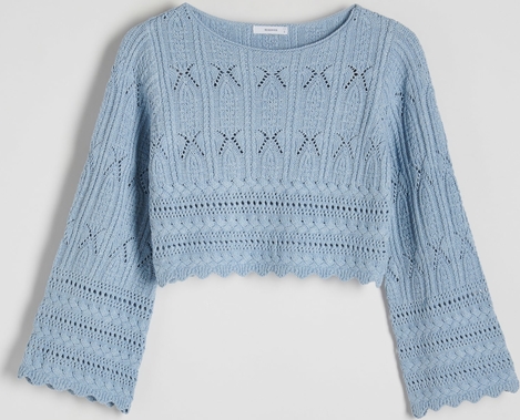 Niebieski sweter Reserved w stylu casual z bawełny