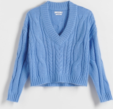Niebieski sweter Reserved w stylu casual z wełny
