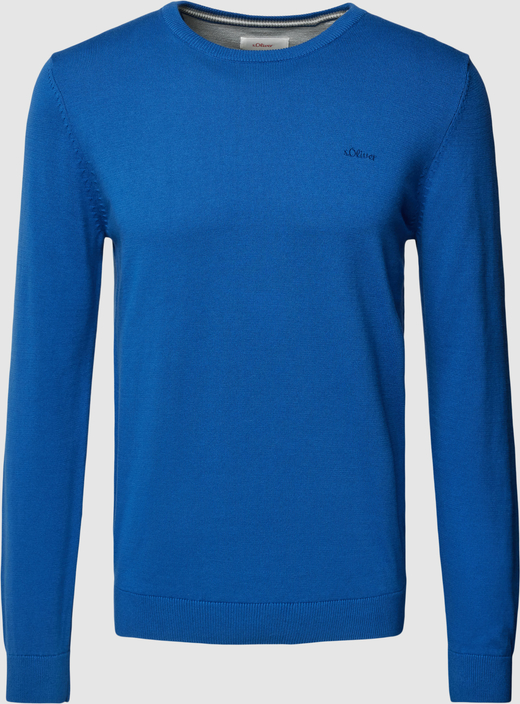 Niebieski sweter S.Oliver z okrągłym dekoltem z bawełny