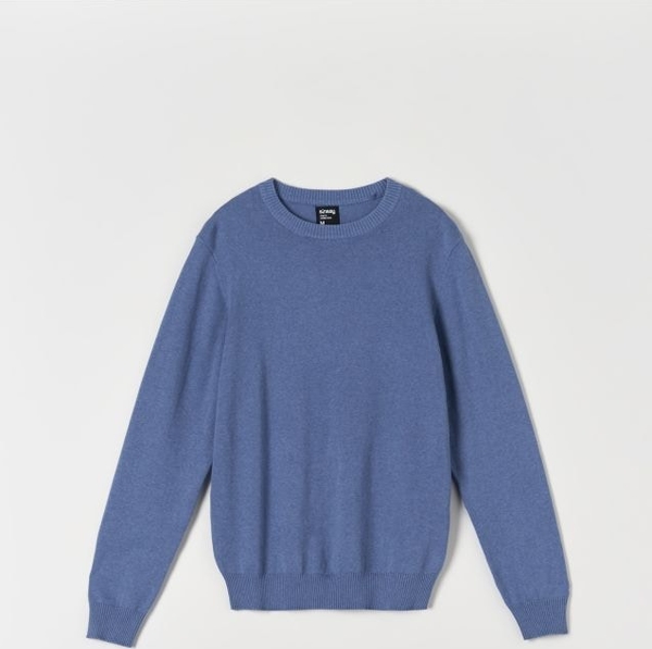 Niebieski sweter Sinsay z bawełny w stylu casual