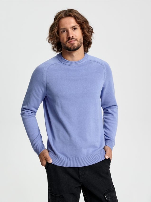 Niebieski sweter Sinsay z okrągłym dekoltem