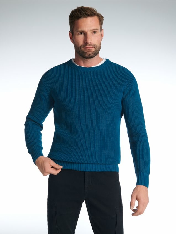 Niebieski sweter Sinsay z okrągłym dekoltem w stylu casual