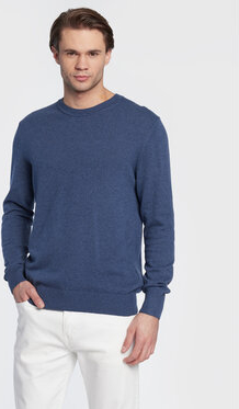 Niebieski sweter Sisley w stylu casual z okrągłym dekoltem