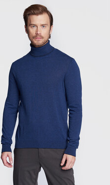 Niebieski sweter Sisley z golfem w stylu casual