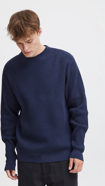 Niebieski sweter Solid z okrągłym dekoltem w stylu casual