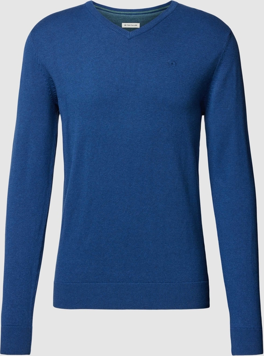Niebieski sweter Tom Tailor z okrągłym dekoltem z bawełny