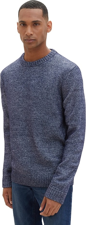 Niebieski sweter Tom Tailor z okrągłym dekoltem z wełny w stylu casual