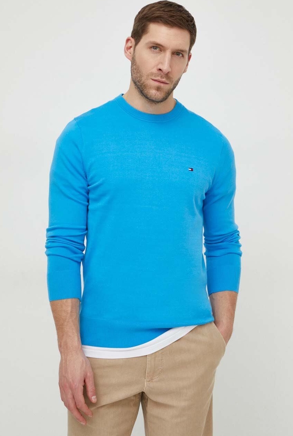 Niebieski sweter Tommy Hilfiger z bawełny w stylu casual