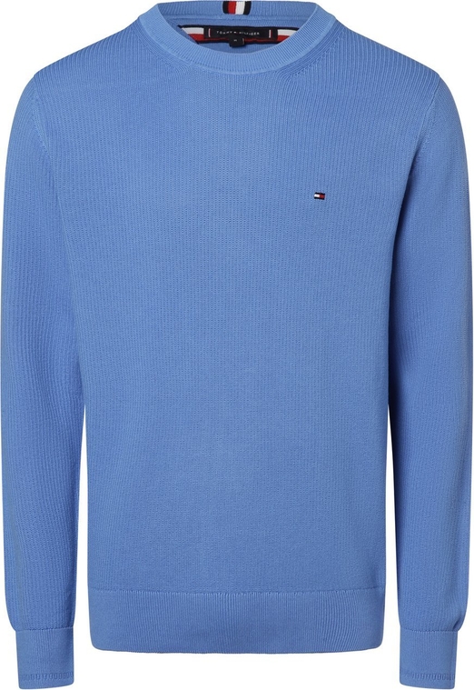 Niebieski sweter Tommy Hilfiger z bawełny z okrągłym dekoltem