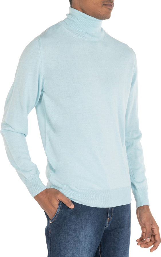 Niebieski sweter ubierzsie.com w stylu casual z dzianiny