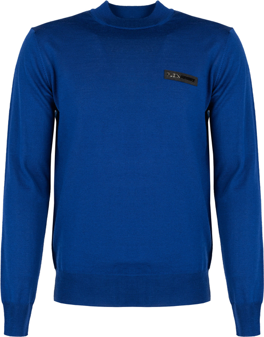 Niebieski sweter ubierzsie.com w stylu casual z wełny z okrągłym dekoltem