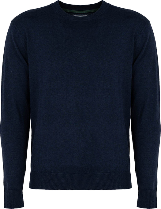 Niebieski sweter ubierzsie.com z okrągłym dekoltem