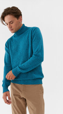 Niebieski sweter United Colors Of Benetton w stylu casual z golfem