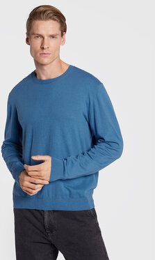 Niebieski sweter United Colors Of Benetton z okrągłym dekoltem