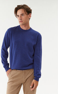 Niebieski sweter United Colors Of Benetton z okrągłym dekoltem w stylu casual