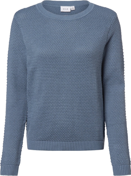 Niebieski sweter Vila w stylu casual z bawełny