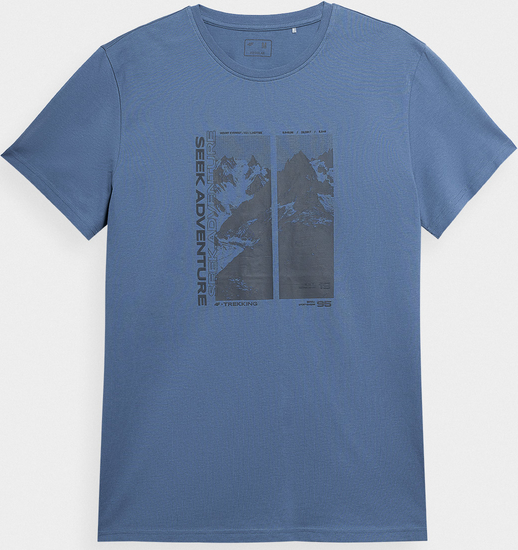 Niebieski t-shirt 4F w młodzieżowym stylu z bawełny