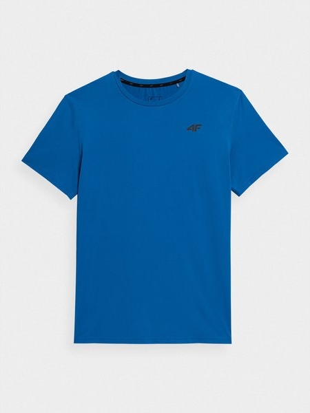 Niebieski t-shirt 4F z dzianiny z krótkim rękawem w stylu casual