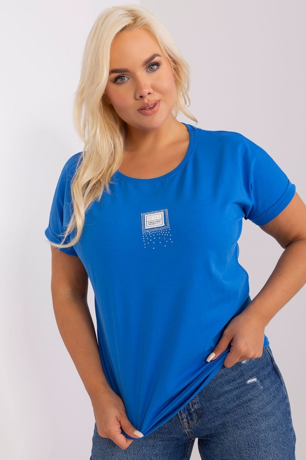 Niebieski t-shirt 5.10.15 w stylu casual z krótkim rękawem