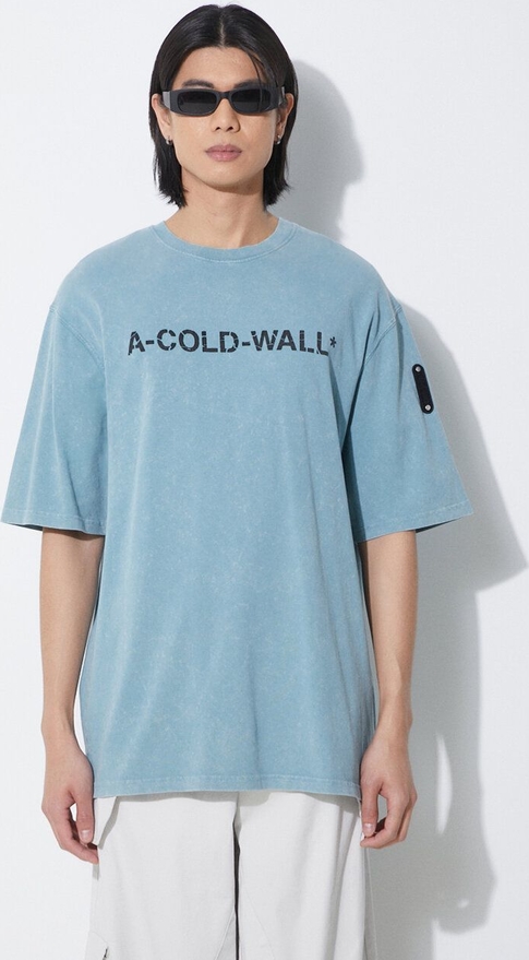 Niebieski t-shirt A-cold-wall* z bawełny z nadrukiem