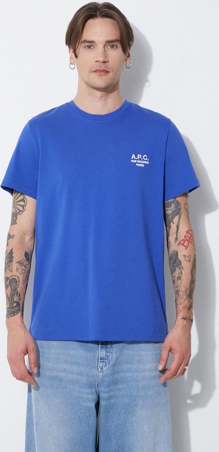 Niebieski t-shirt A.P.C. z krótkim rękawem