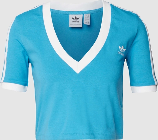 Niebieski t-shirt Adidas Originals z bawełny