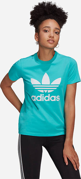 Niebieski t-shirt Adidas Originals z okrągłym dekoltem
