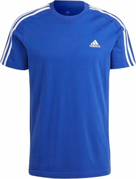 Niebieski t-shirt Adidas w sportowym stylu z dżerseju