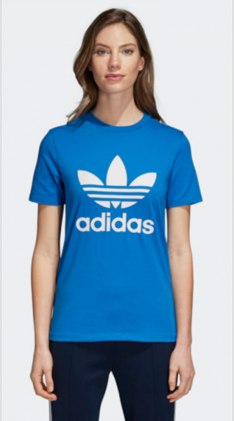 Niebieski t-shirt Adidas z bawełny