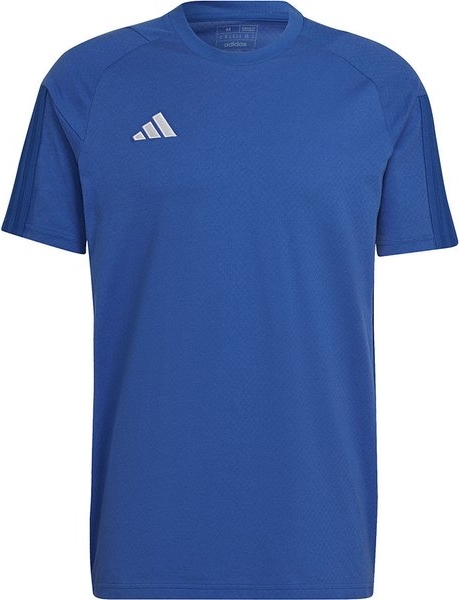 Niebieski t-shirt Adidas z bawełny z krótkim rękawem