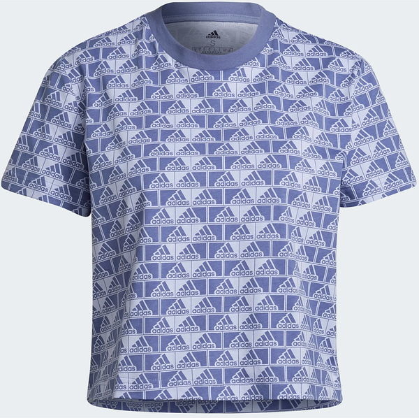 Niebieski t-shirt Adidas z krótkim rękawem z okrągłym dekoltem