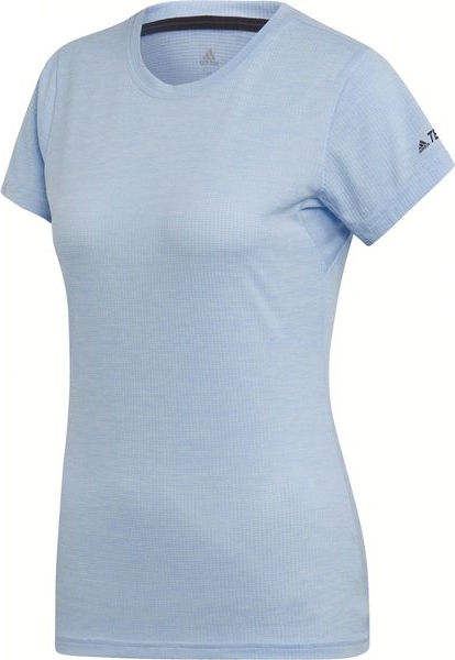 Niebieski t-shirt Adidas z krótkim rękawem z okrągłym dekoltem