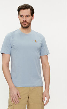 Niebieski t-shirt Aeronautica Militare w stylu casual z krótkim rękawem