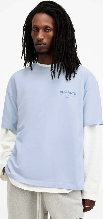 Niebieski t-shirt AllSaints w stylu casual z bawełny