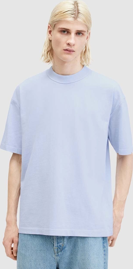 Niebieski t-shirt AllSaints w stylu casual z krótkim rękawem z bawełny