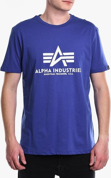 Niebieski t-shirt Alpha Industries z krótkim rękawem w młodzieżowym stylu