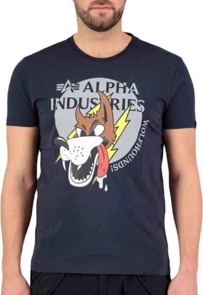 Niebieski t-shirt Alpha Industries z nadrukiem