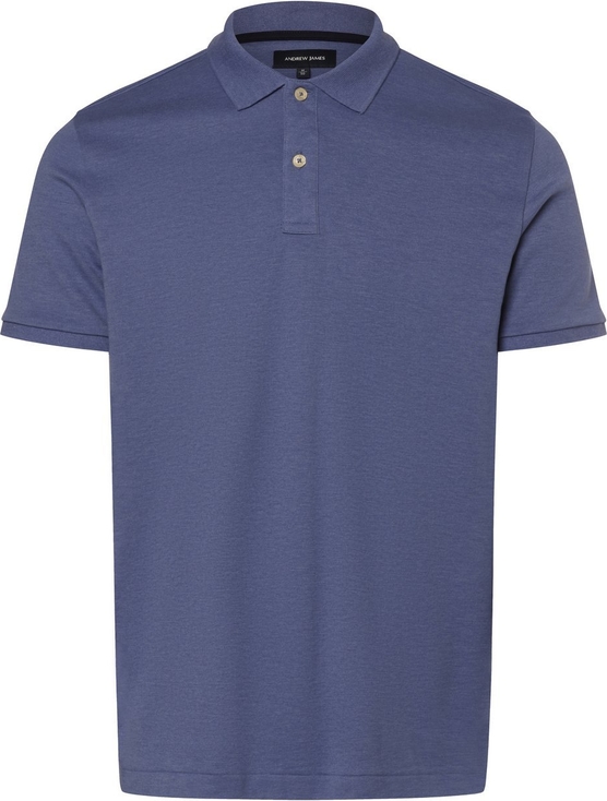Niebieski t-shirt Andrew James z krótkim rękawem z bawełny w stylu casual