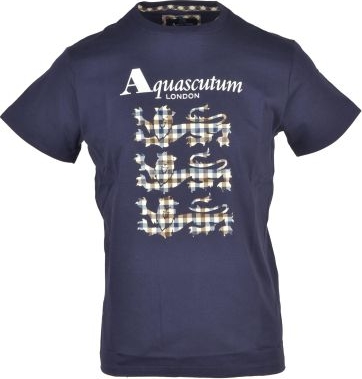 Niebieski t-shirt Aquascutum z bawełny w młodzieżowym stylu z krótkim rękawem