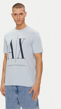 Niebieski t-shirt Armani Exchange w młodzieżowym stylu