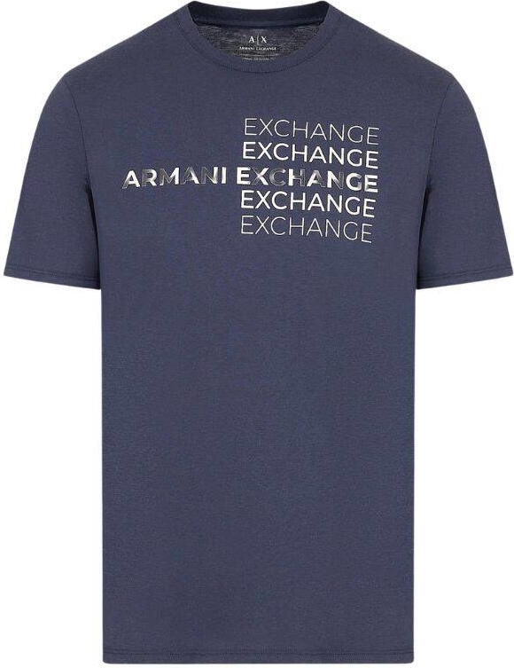 Niebieski t-shirt Armani Exchange w młodzieżowym stylu z krótkim rękawem z bawełny