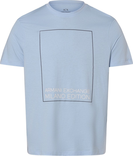 Niebieski t-shirt Armani Exchange z krótkim rękawem z bawełny w młodzieżowym stylu