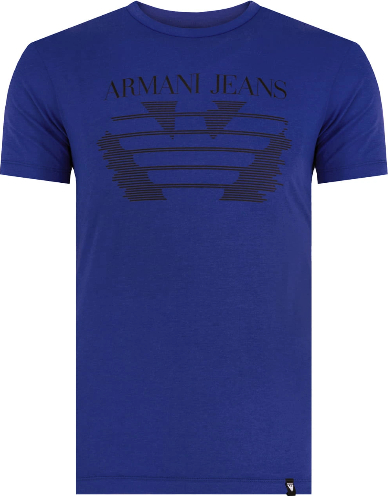 Niebieski t-shirt Armani Jeans z krótkim rękawem z bawełny