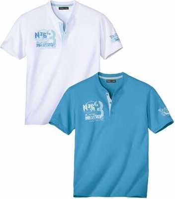 Niebieski t-shirt Atlas For Men z krótkim rękawem w młodzieżowym stylu