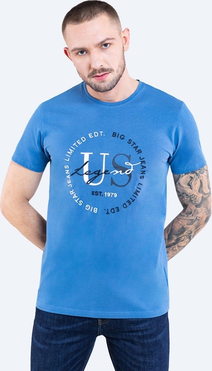 Niebieski t-shirt Big Star w młodzieżowym stylu z dzianiny