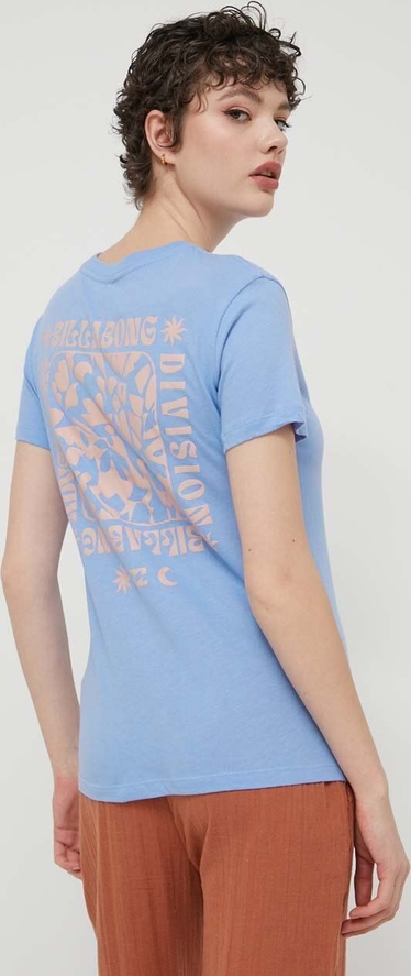 Niebieski t-shirt Billabong z krótkim rękawem z bawełny w młodzieżowym stylu
