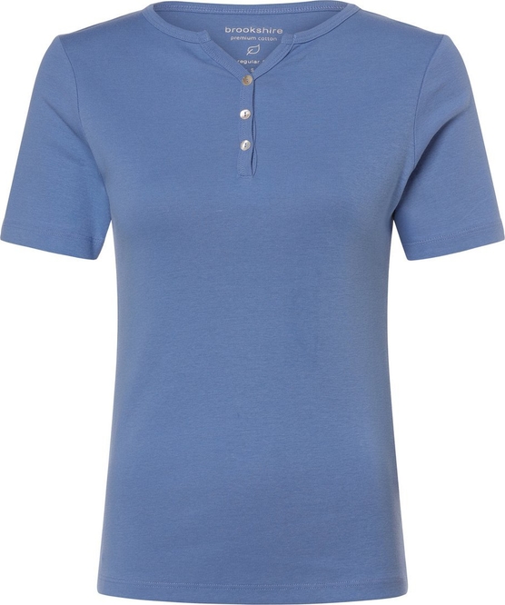 Niebieski t-shirt brookshire z bawełny z krótkim rękawem w stylu casual
